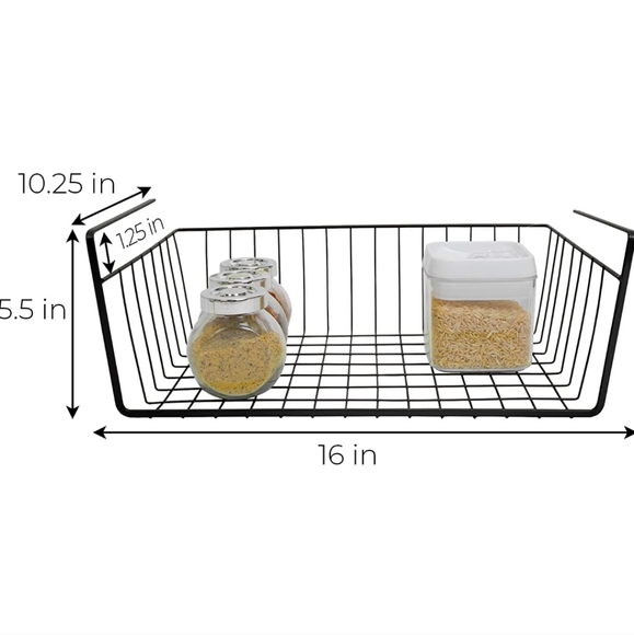 Two Smart Design Undershelf Storage Basket - Medium, Black. - Picture 3 of 4